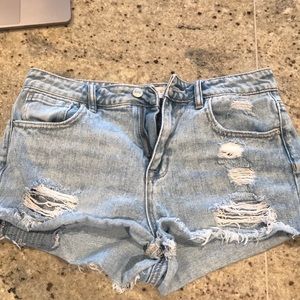 Ripped denim shorts